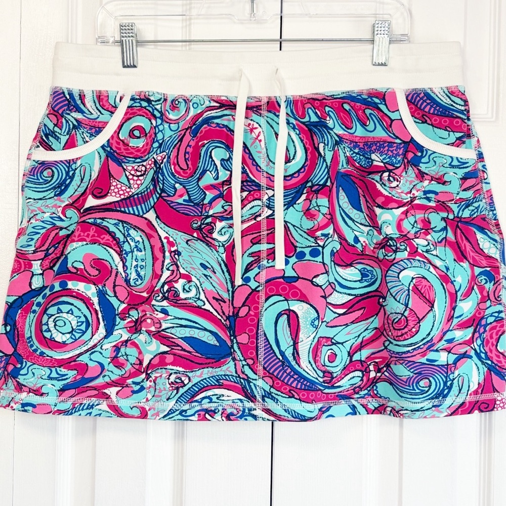 T by Talbots Active Colorful Pink Swirl Print Stretch Knit Skort XLP